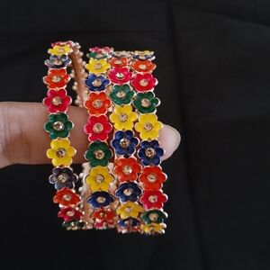 Rose gold plated multicolor  bangles  set of 4